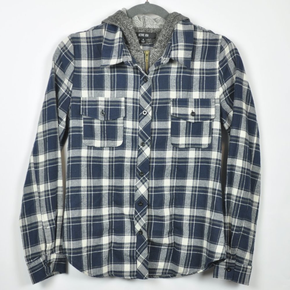 Blue flannel w/ hoodie